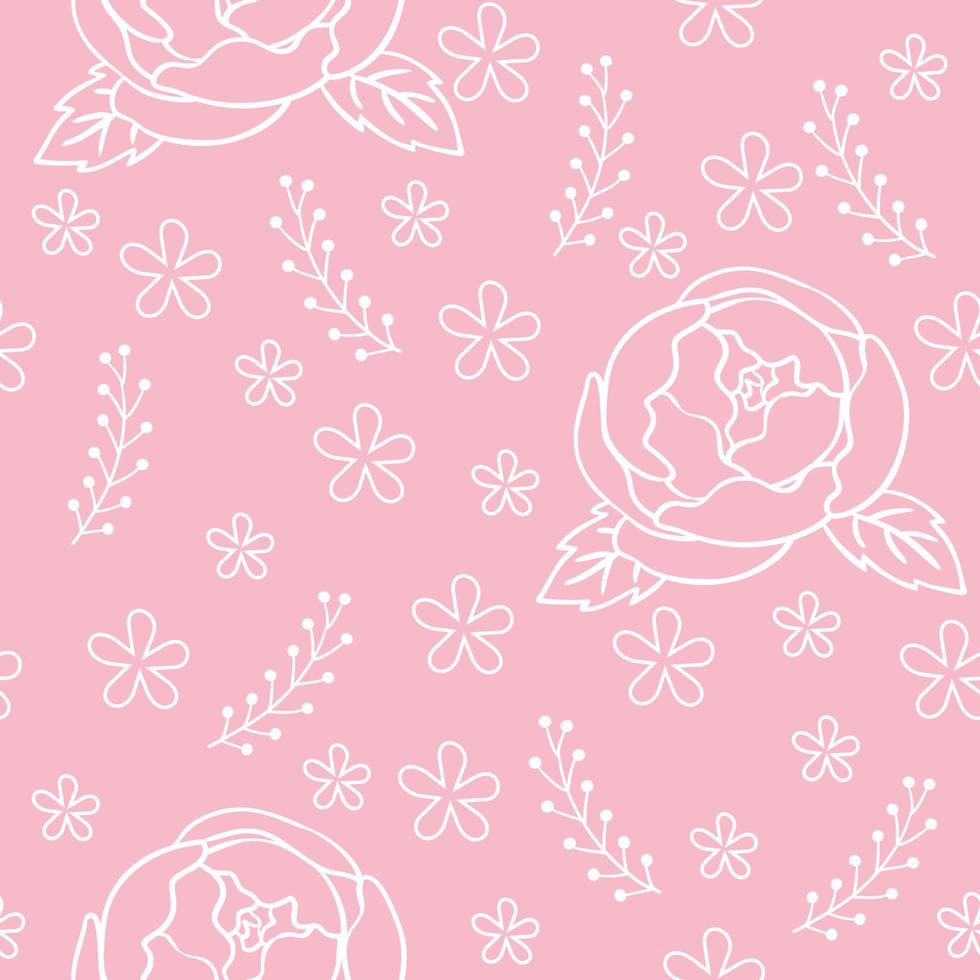 Seamless illustration of roses and small flowers composition vector