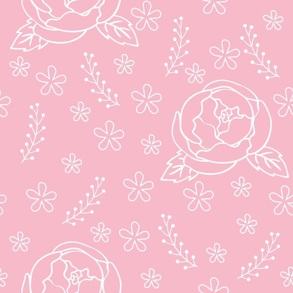 Seamless illustration of roses and small flowers composition vector