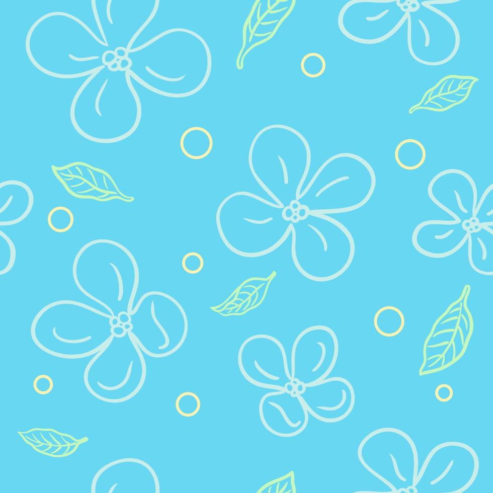 Flowers and leaves seamless pattern vector