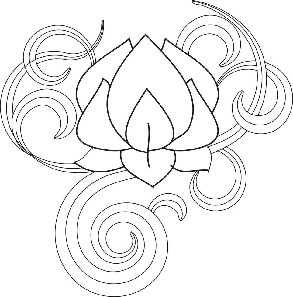 Ornamental lotus.vector, abstract, oriental style, flower, lotus, yoga, medallion, hand-drawing. for textile printing, logo, wallpaper vector