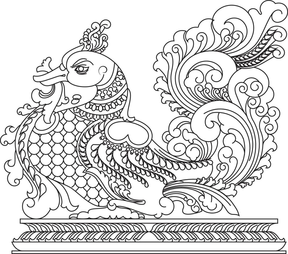 Kalamkari Indian traditional art on linen fabrics. peacock design on