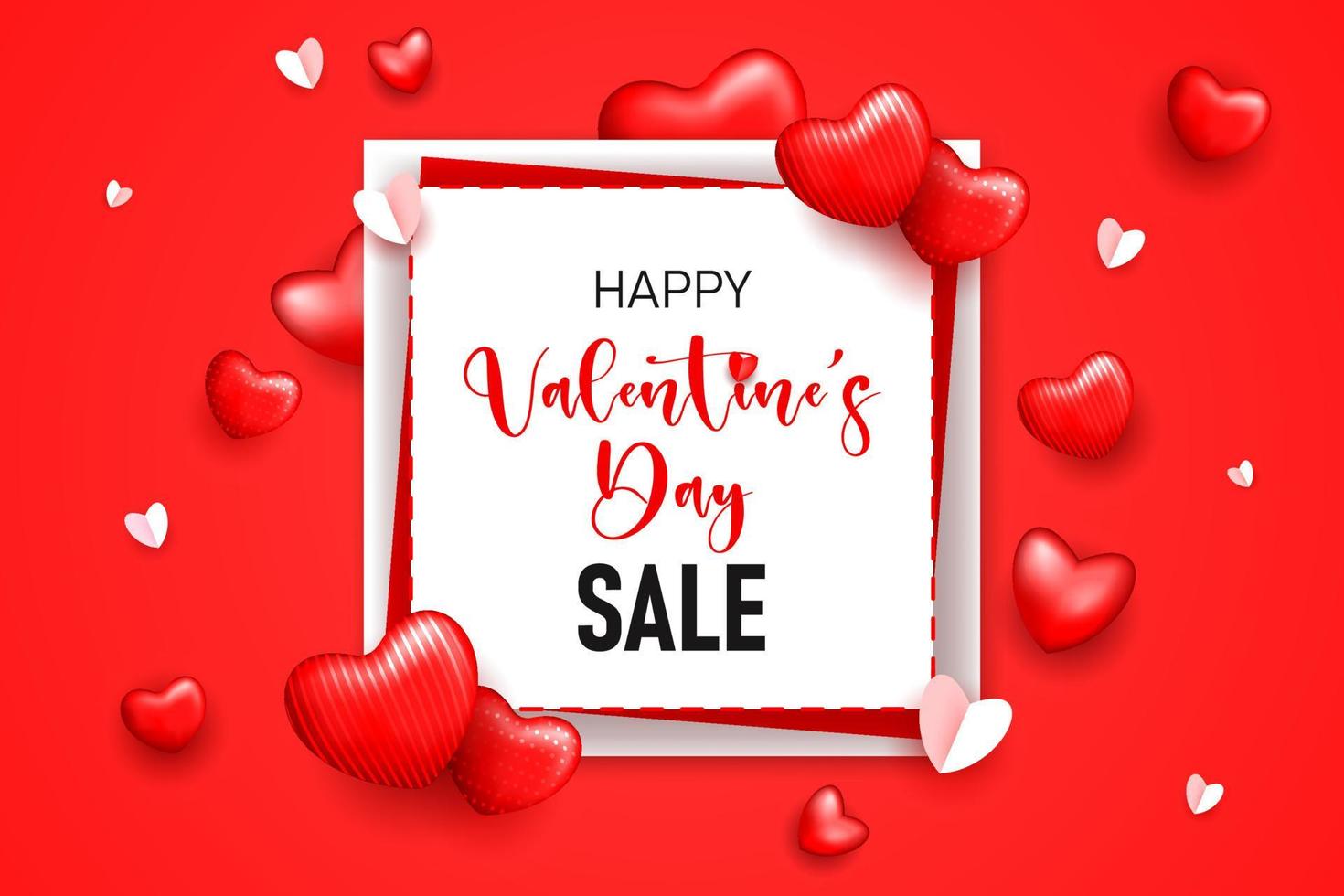 happy valentine's day sale banner design with heart shapes vector