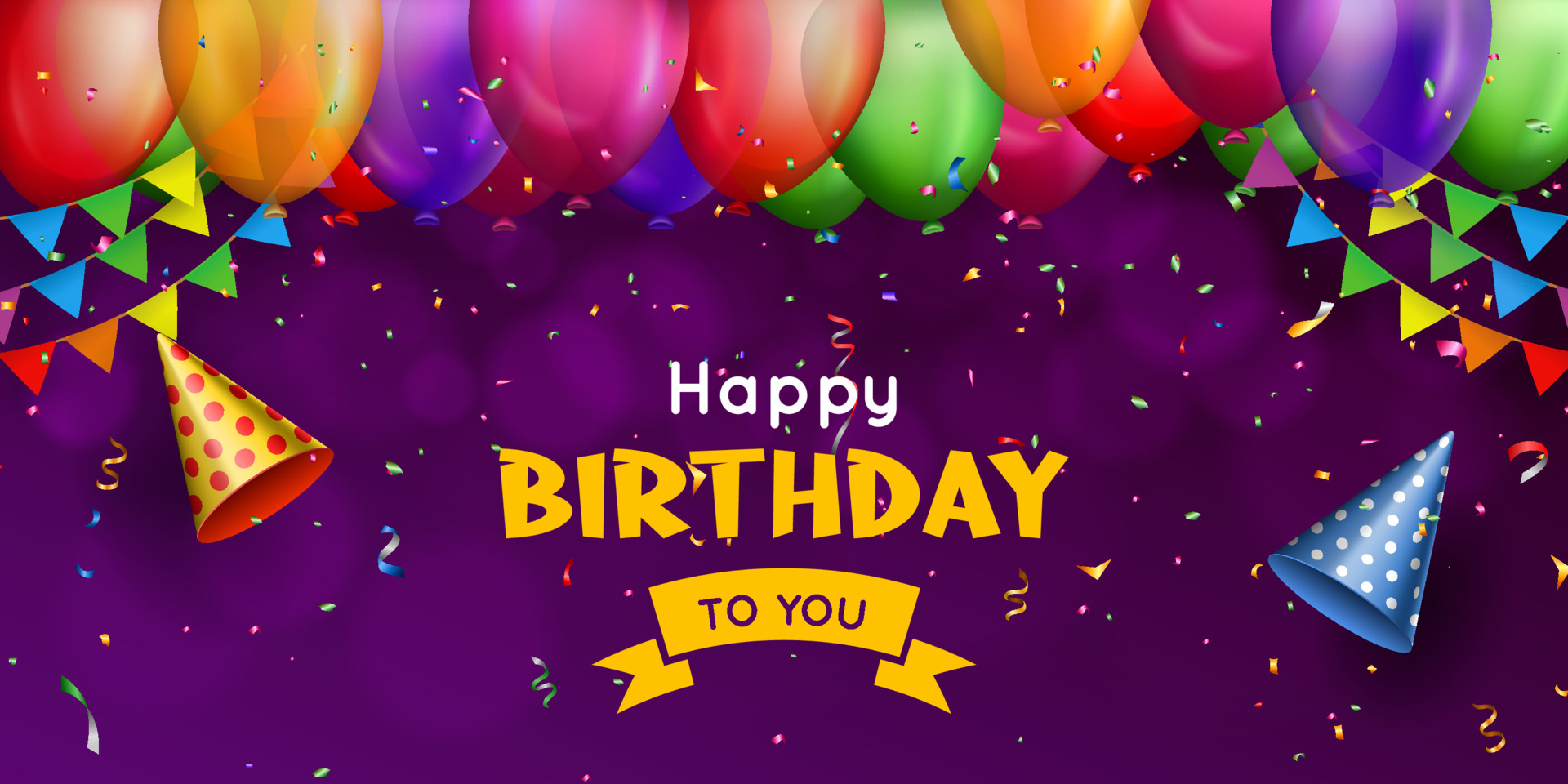 happy birthday colorful banner background decoration with balloons ...