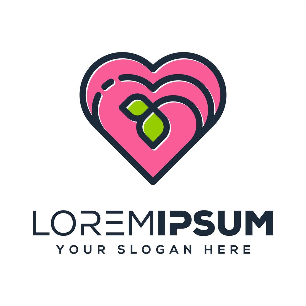 abstract love and leaf logo template vector