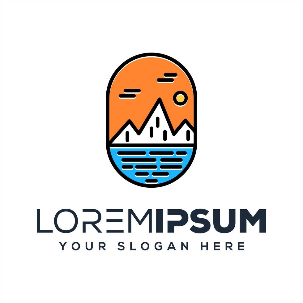 abstract beach and mountaint logo template vector
