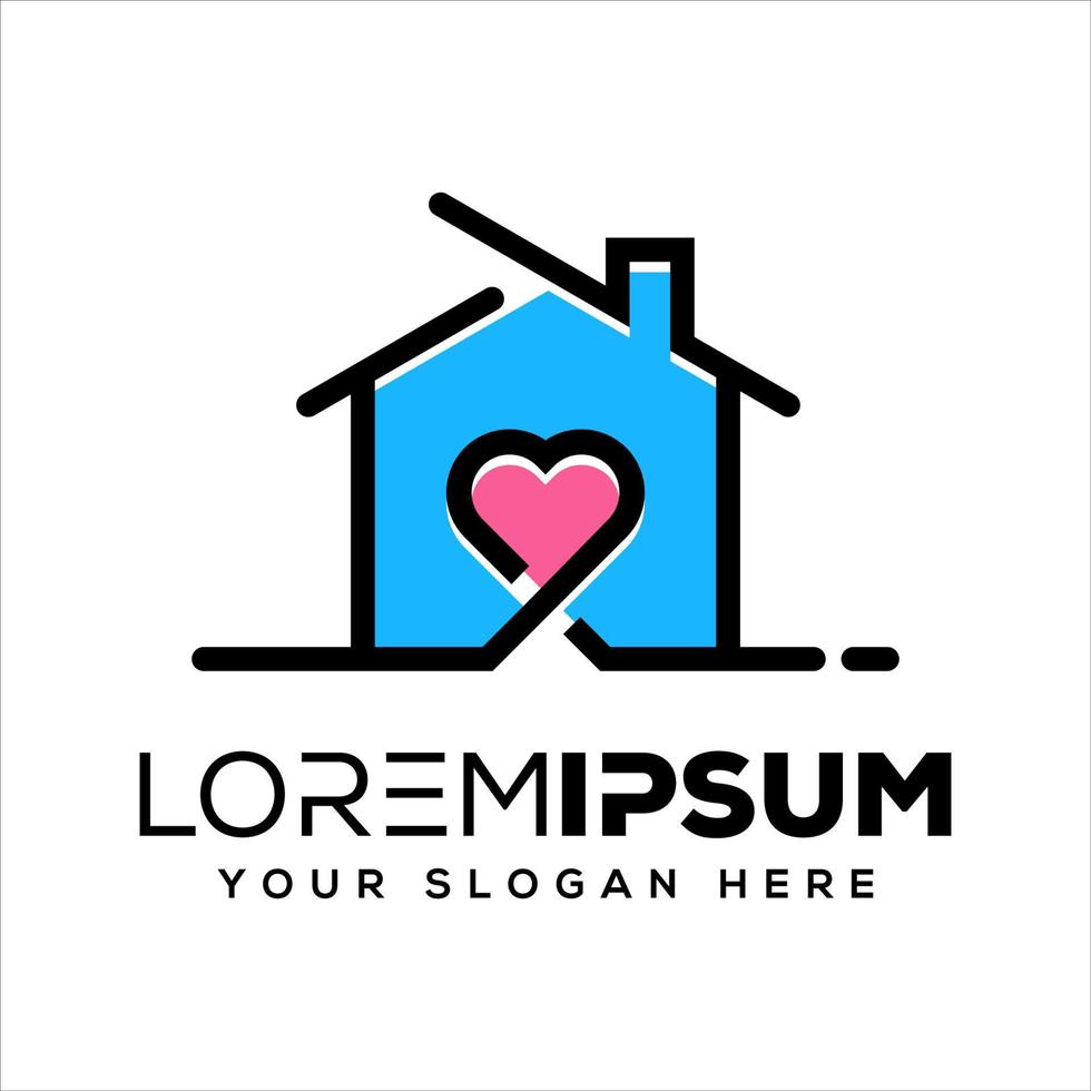 abstract house and love logo template vector