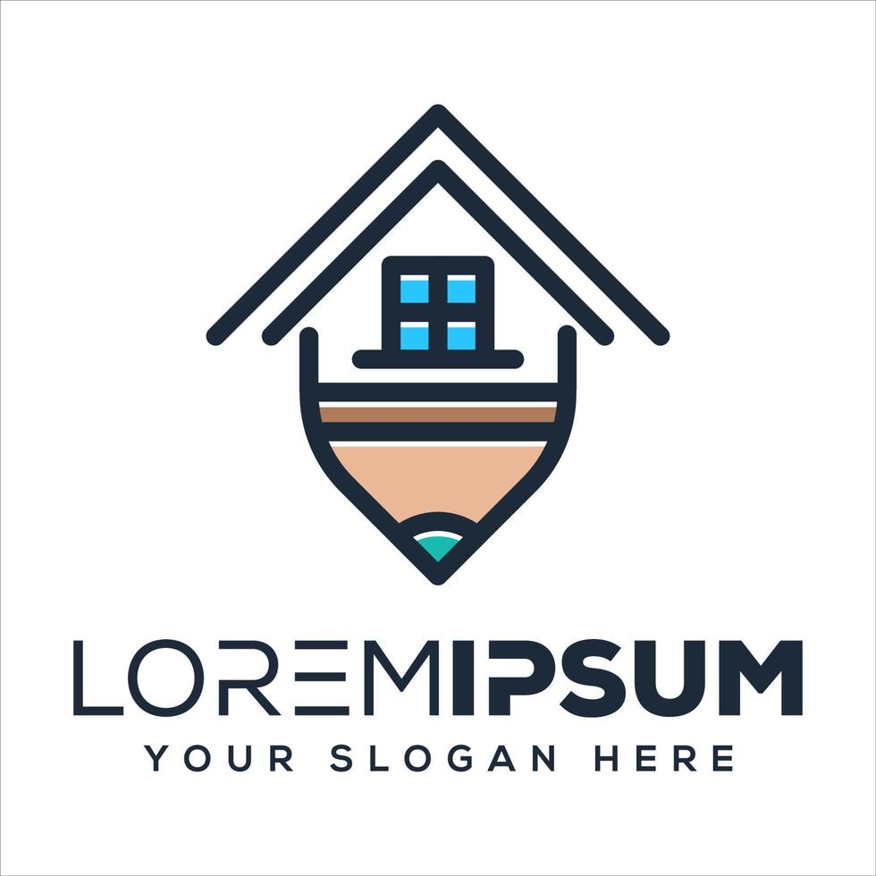 abstract pencil and house logo template vector