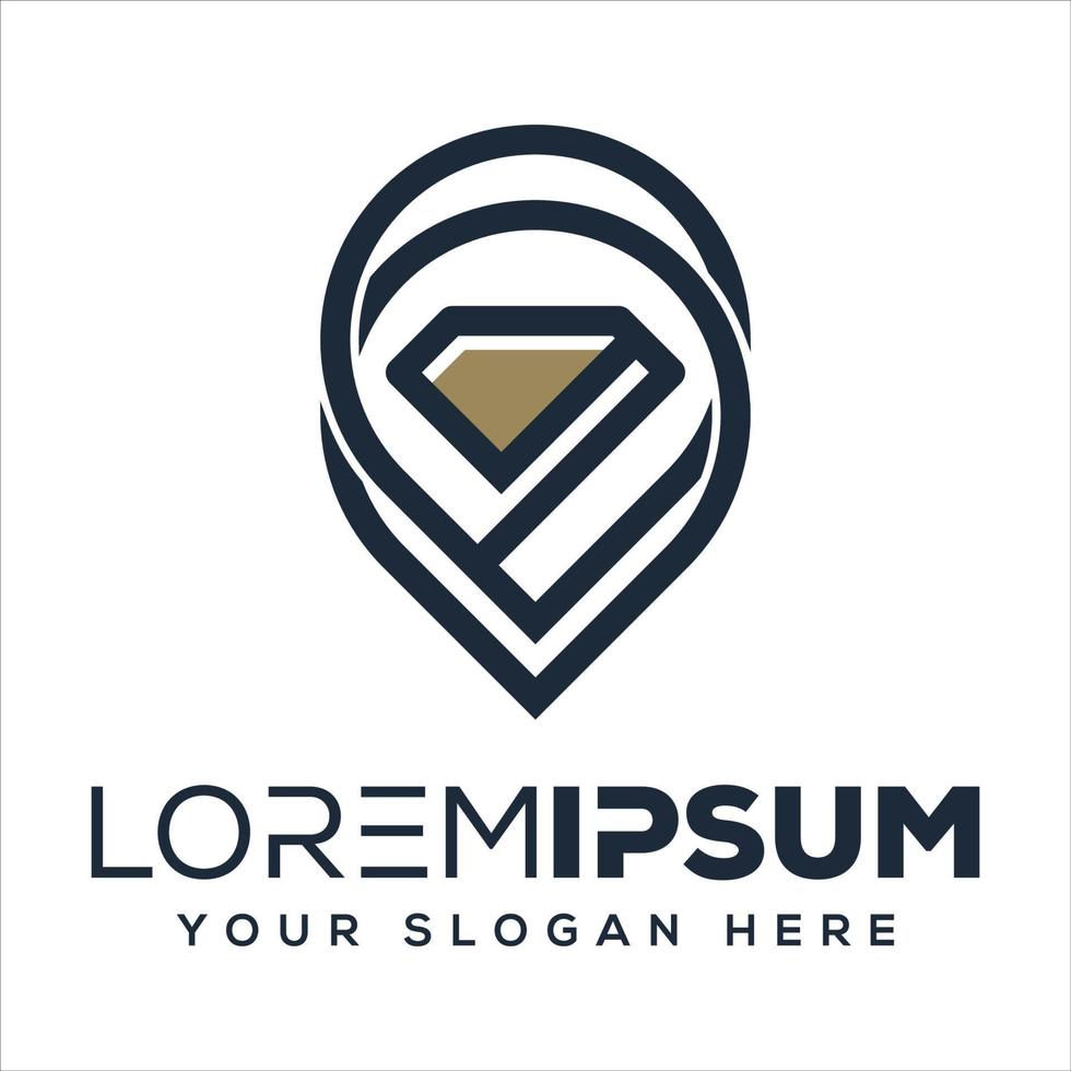 abstract pin and diamond logo template vector