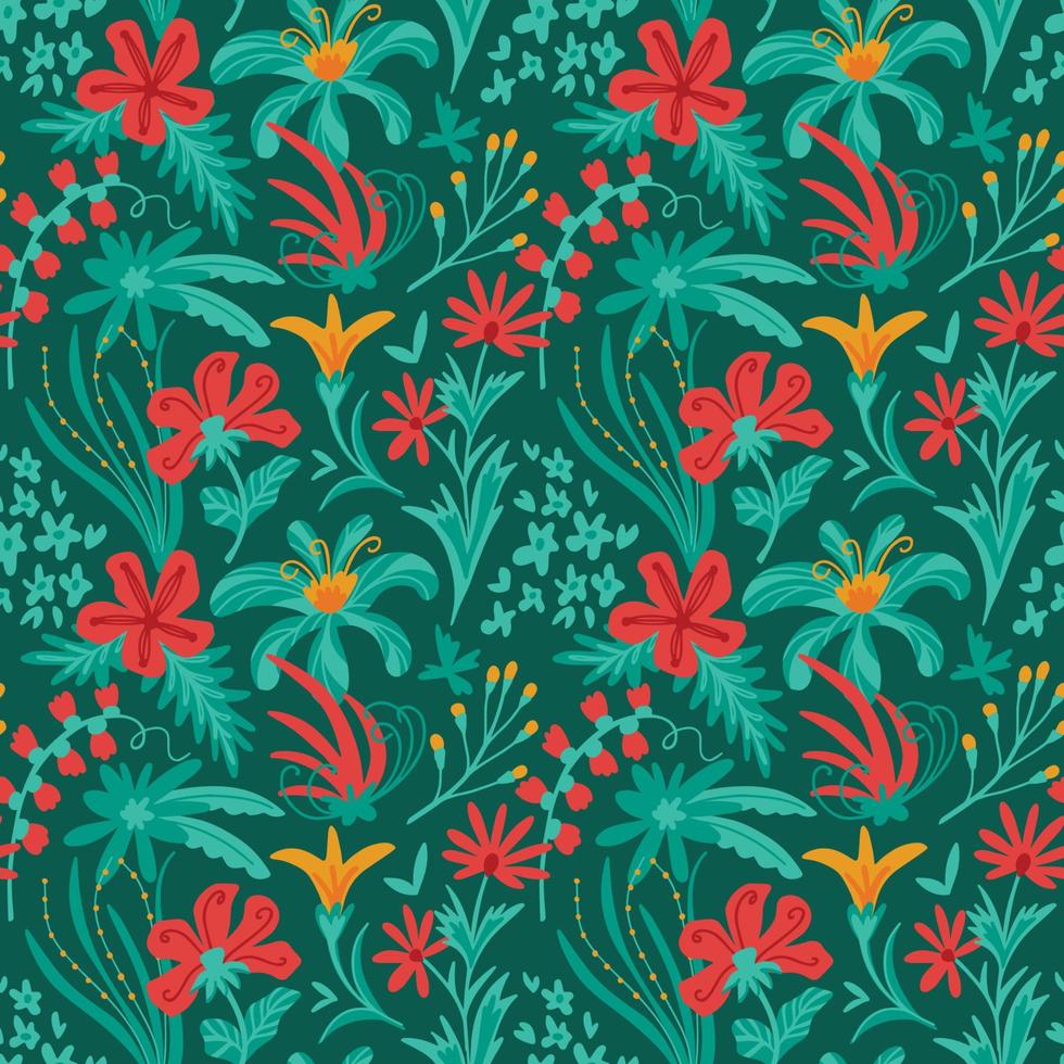 Flower seamless pattern with abstract colors vector