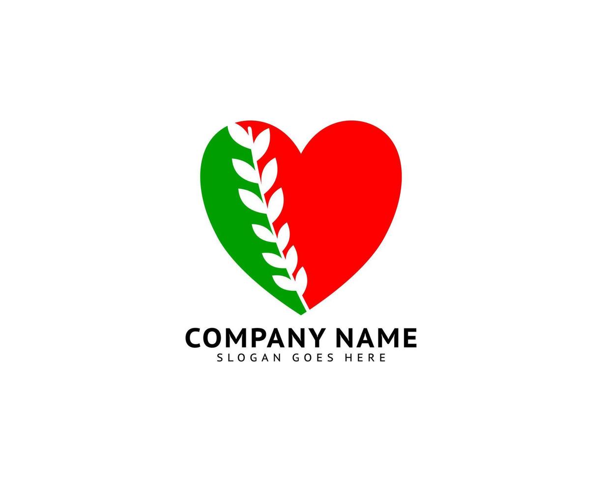 Leaves with love logo design template vector