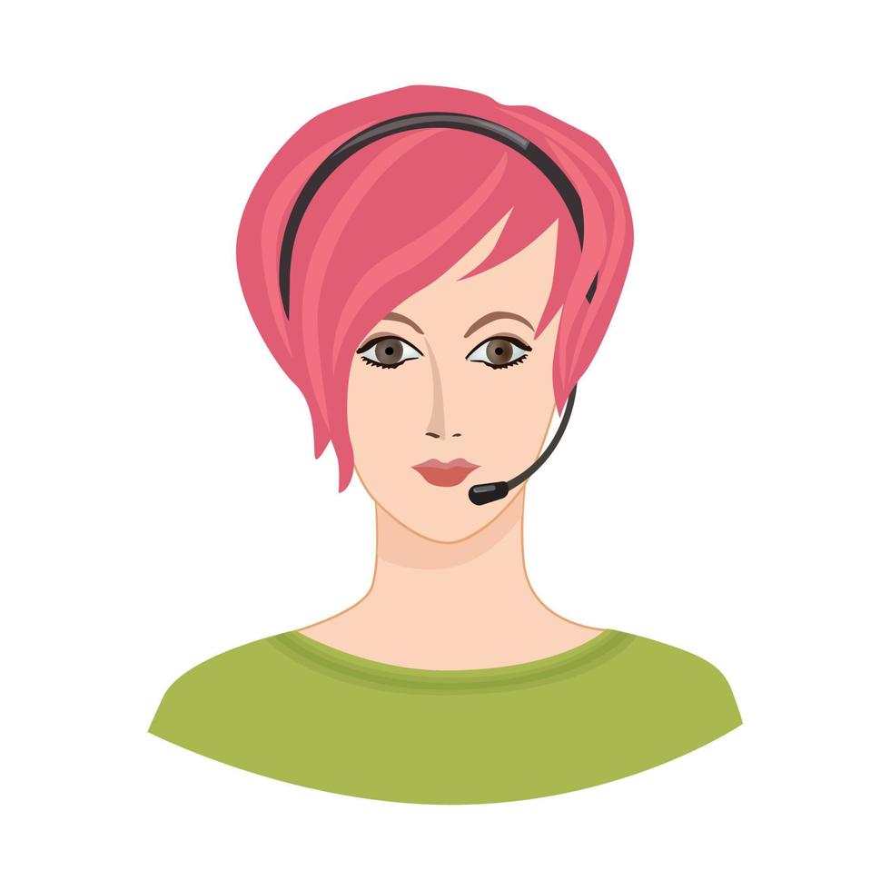 avatar. icono de la cara perfil social femenino de mujer de negocios. retrato de mujer servicio de soporte. ilustración del centro de llamadas vector