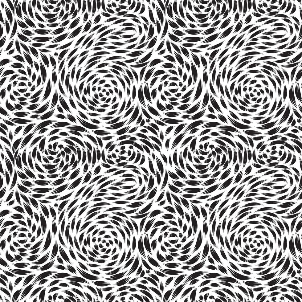 Abstract seamless pattern with black and white swirl line ornament. Geometric doodle texture. Ornamental wave optical effect background. vector