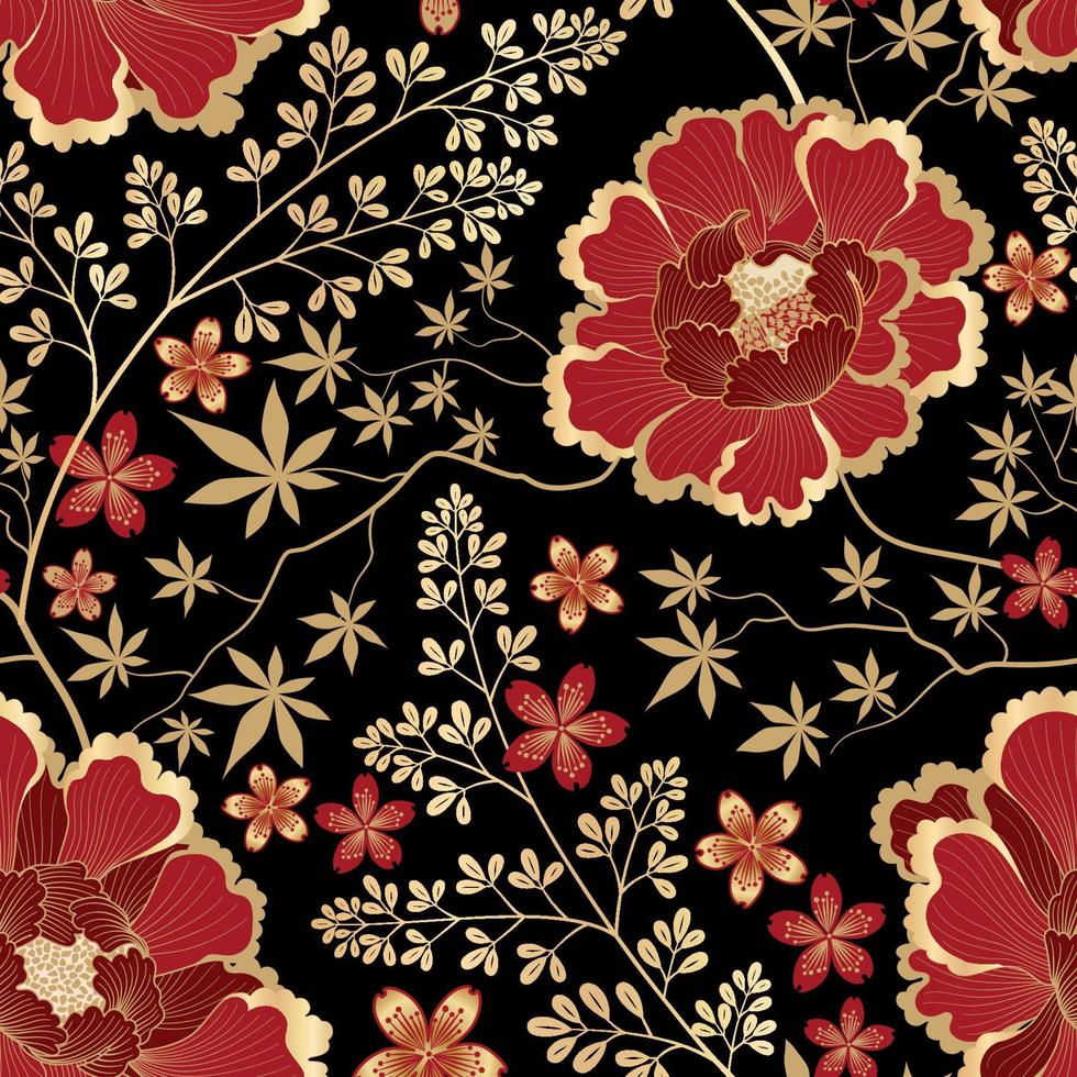 patrón floral. fondo transparente de flor. florecer papel tapiz de jardín ornamental en estilo retro oriental oriental vector