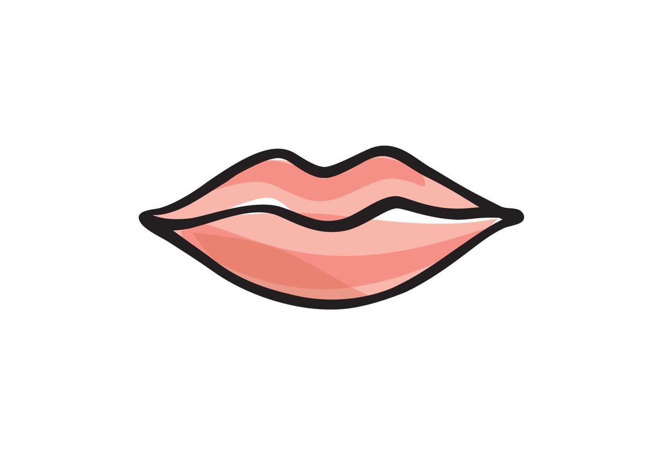 labios femeninos. sexy labios rojos línea dibujada ilustración. logotipo de labios de mujer hermosa en color pastel. concepto de diseño bueno para logotipo, tarjeta, pancarta, afiche, volante vector