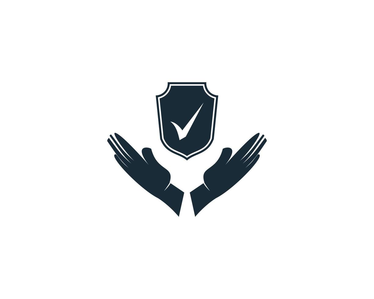 Check Mark Shield and Hand Icon Vector Logo Template Illustration Design