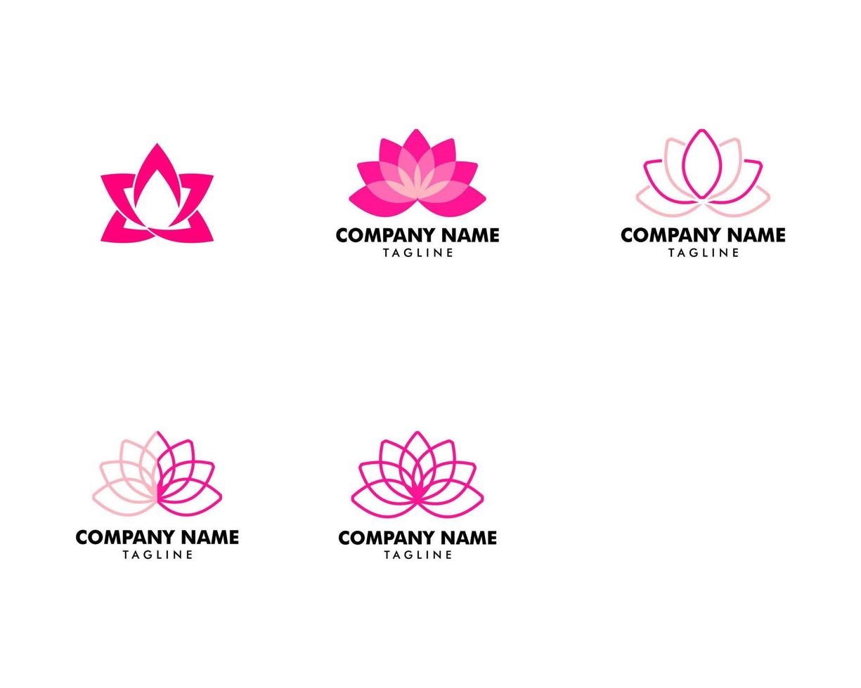 conjunto de icono de plantilla de logotipo de diseño de flores de loto de vector de belleza