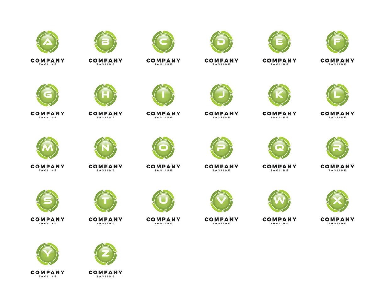 Set of Circle Arrow Logo Icon Design with Letter vector