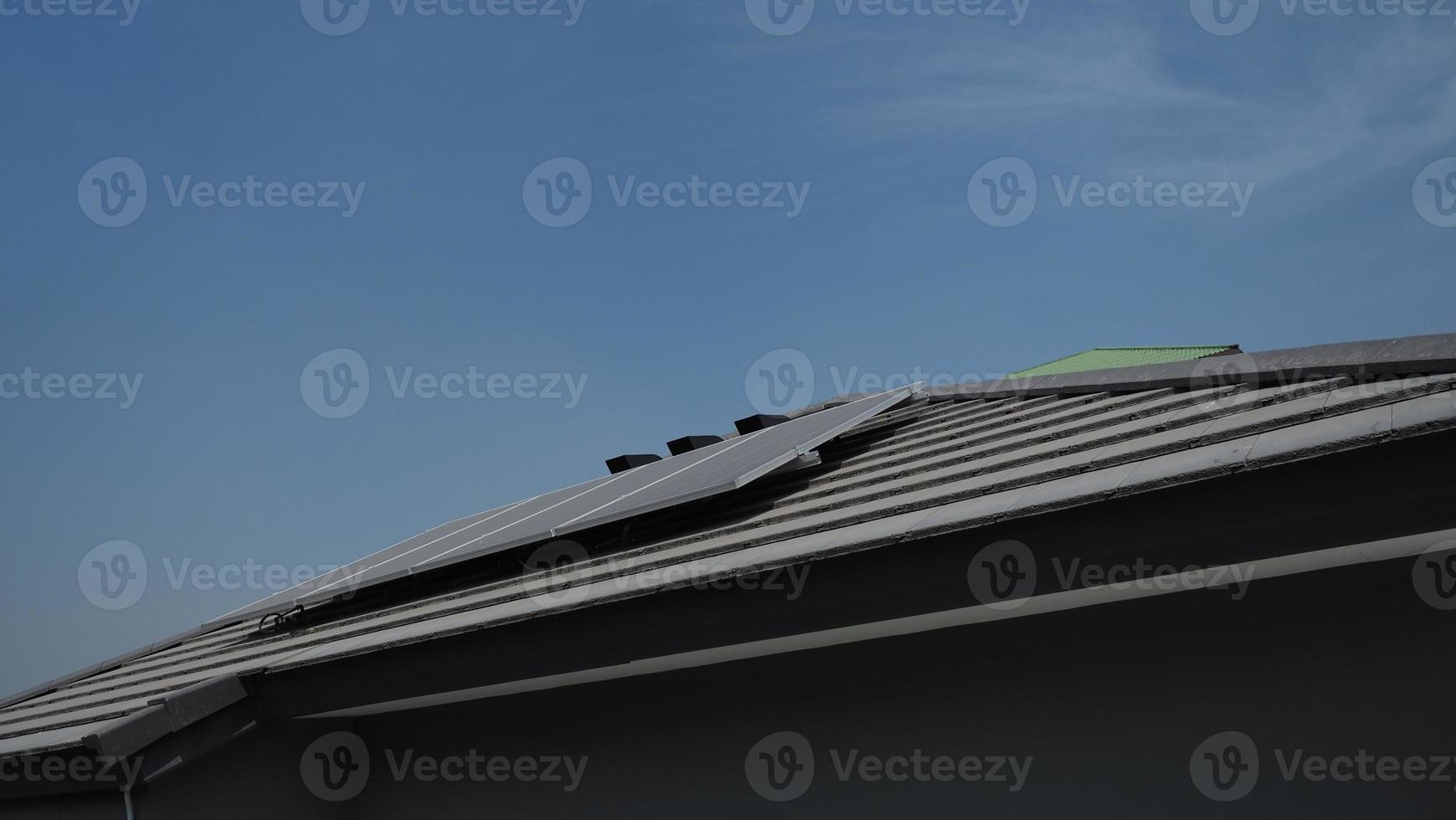 Photovoltaic. Solarcell panel. Solar roof power plant on the roof photo