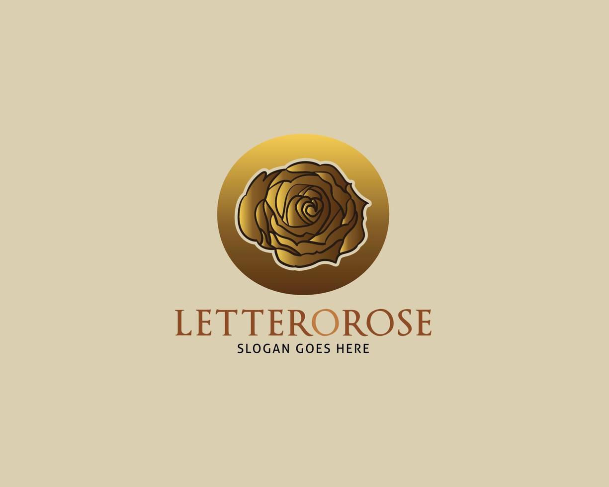 letra inicial o plantilla de diseño de logotipo de vector de rosa dorada