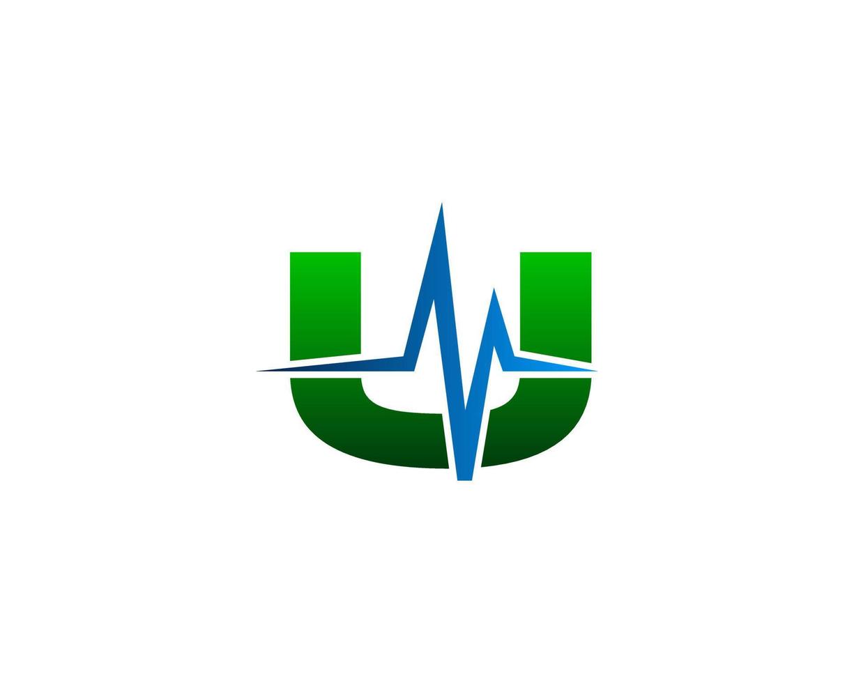 U Health Pulse Letter Logo Template Design Vector