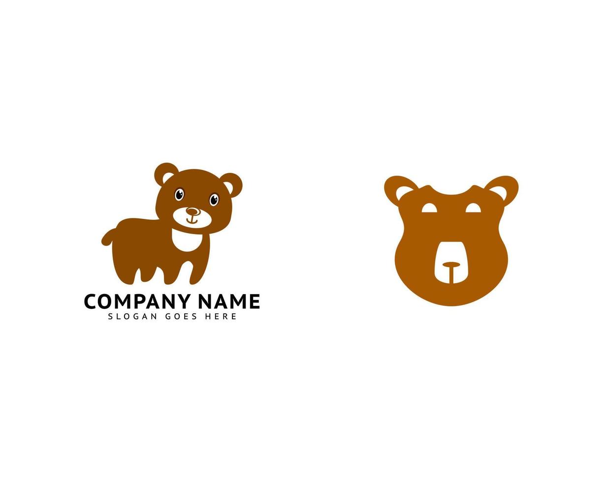 Set of Bear Vector Logo Design Template