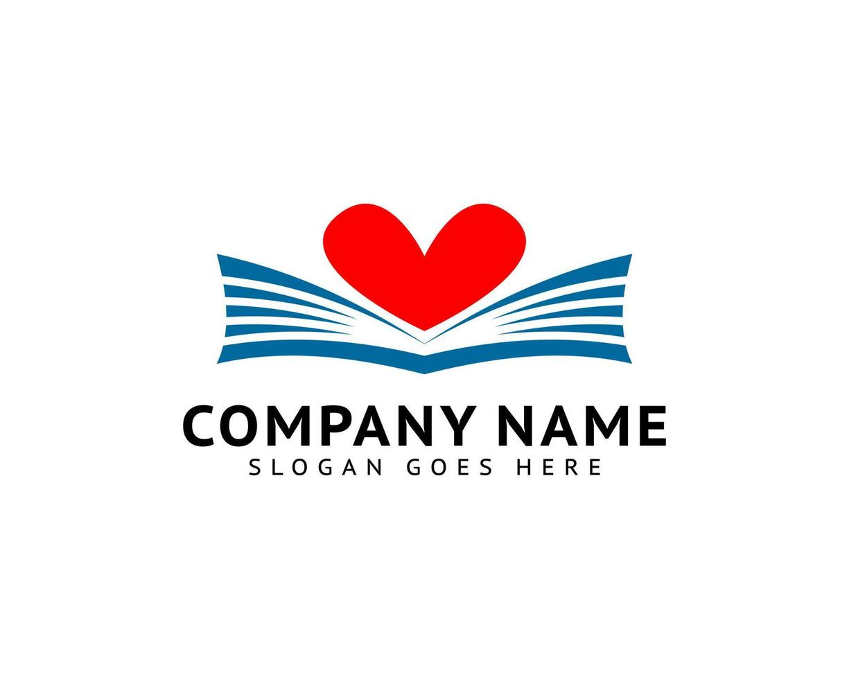 Love Book Logo Template Design Vector