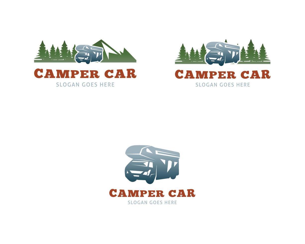 conjunto de plantilla de diseño de logotipo de autocaravana de aventura rv vector