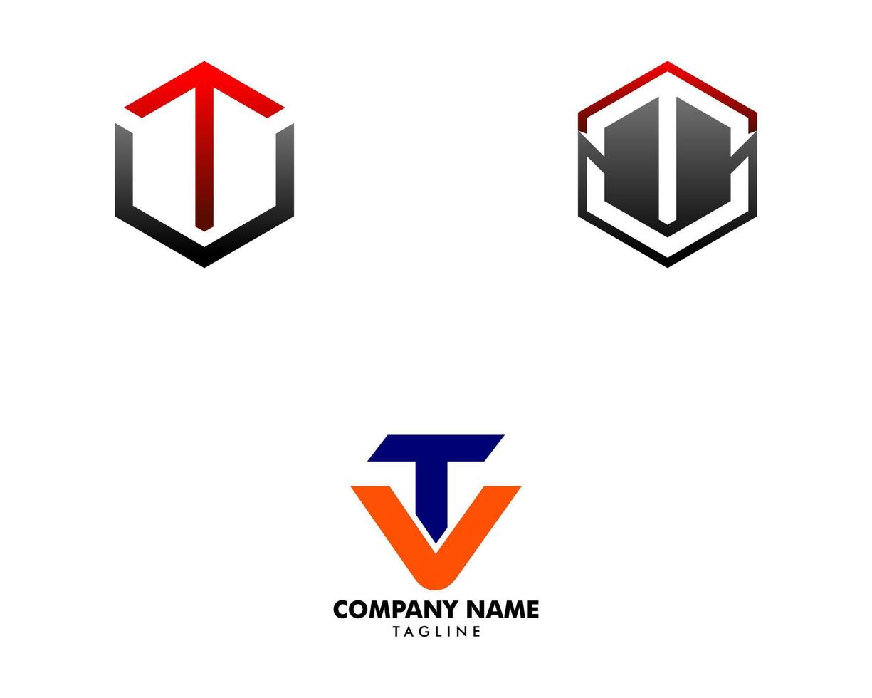 conjunto de diseño de plantilla de logotipo de tv de letra inicial vector
