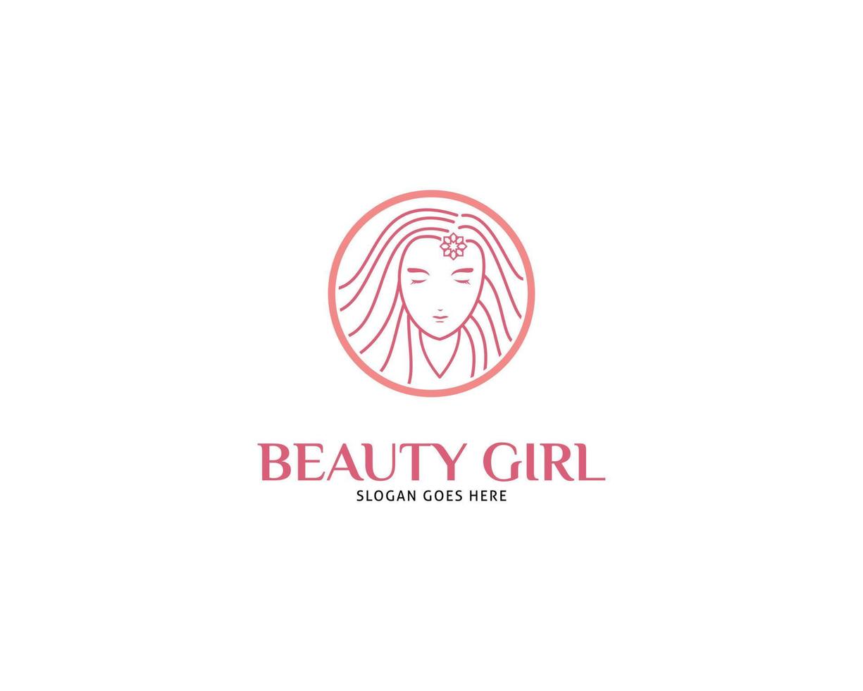 Woman face logo design vector illustration, Girl silhouette for cosmetics, beauty, salon, health and spa, fashion themes