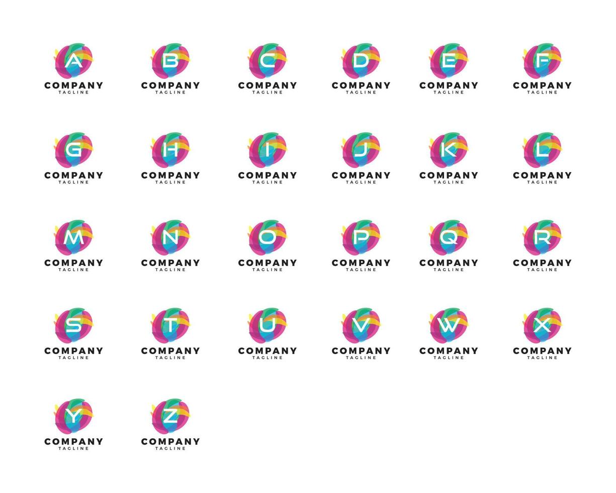 Set of Abstract Initial Letter Overlay Transparency Logo Template vector
