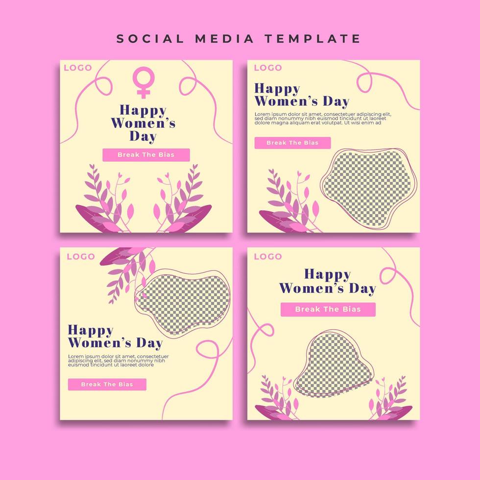 Simple Design Social Media Post Template International Women's Day vector