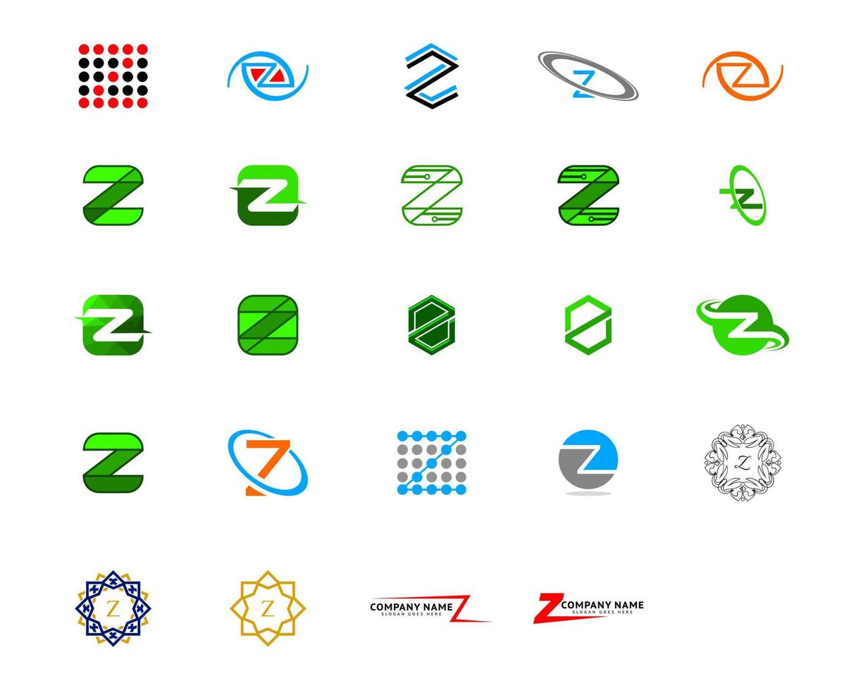 Set of Initial letter Z logo template design vector