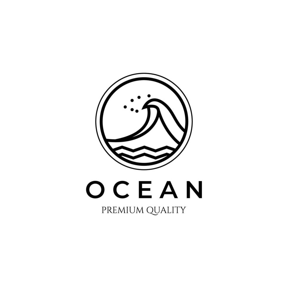 ocean icon wave line art minimalist logo vector illustration design