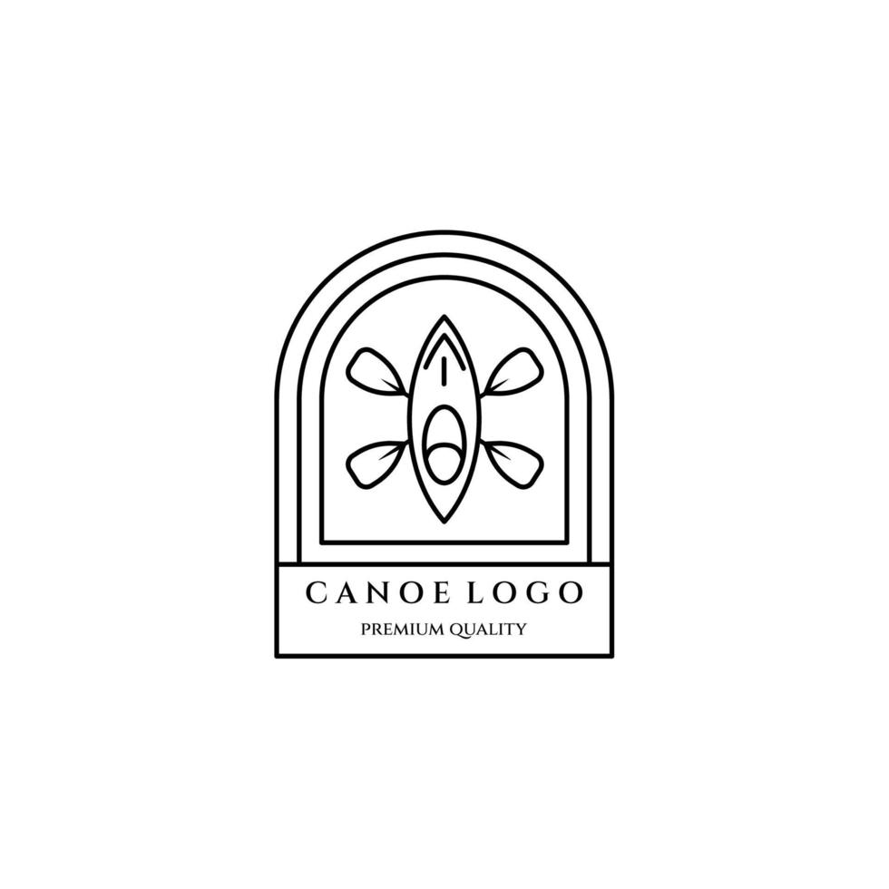 canoa línea arte icono logotipo minimalista vector ilustración diseño kayak