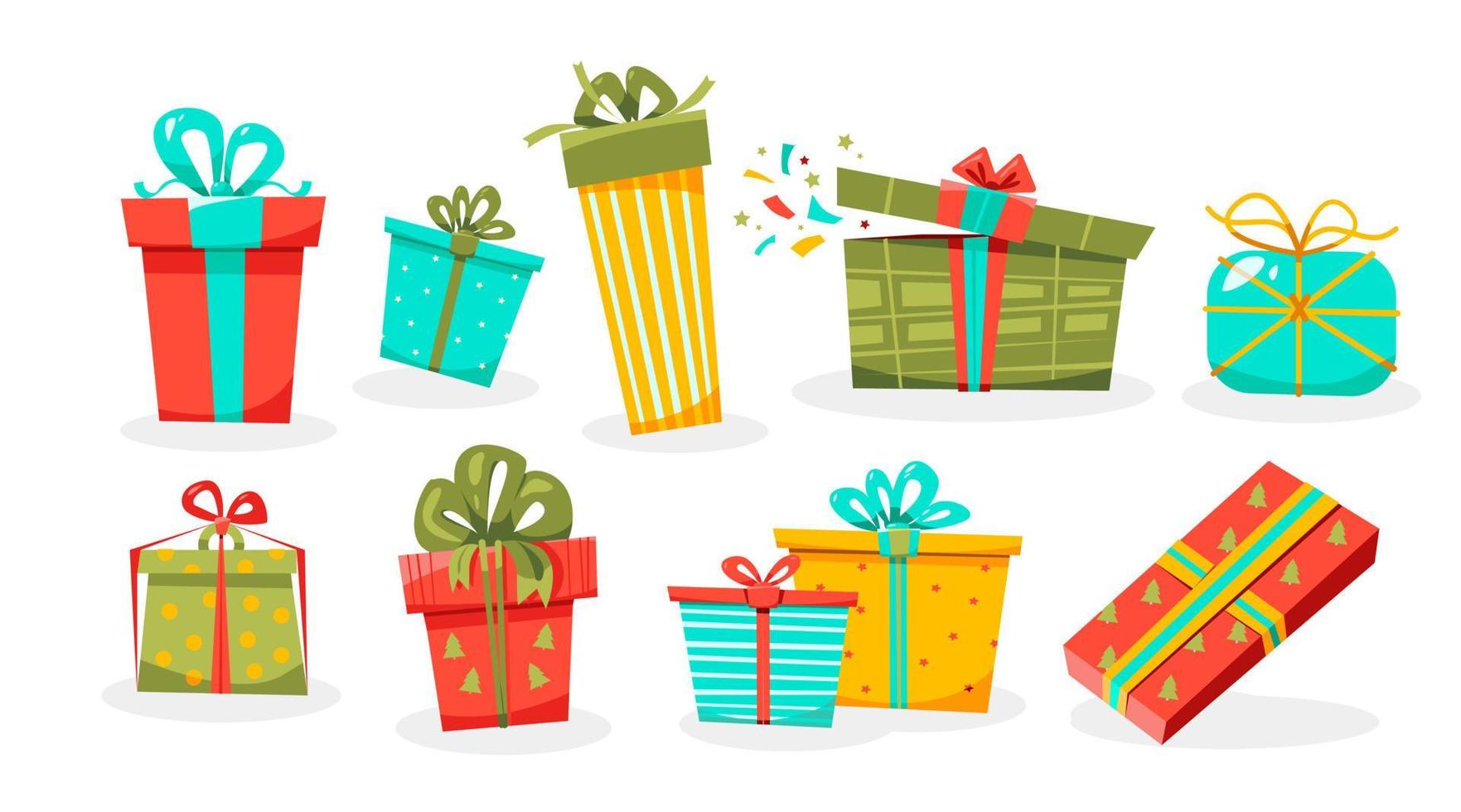 A set of gifts. Gift box. A box with a bow. Holiday. vector