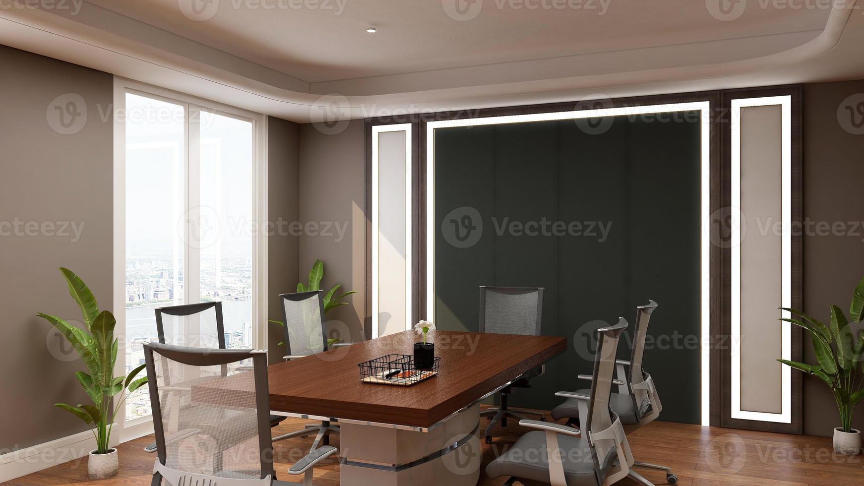 3D render office workspace modern meeting room mockup photo