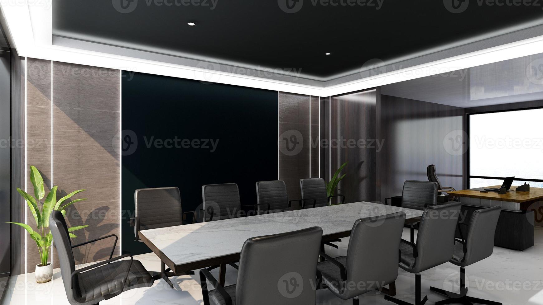 3D render office workspace modern meeting room mockup photo