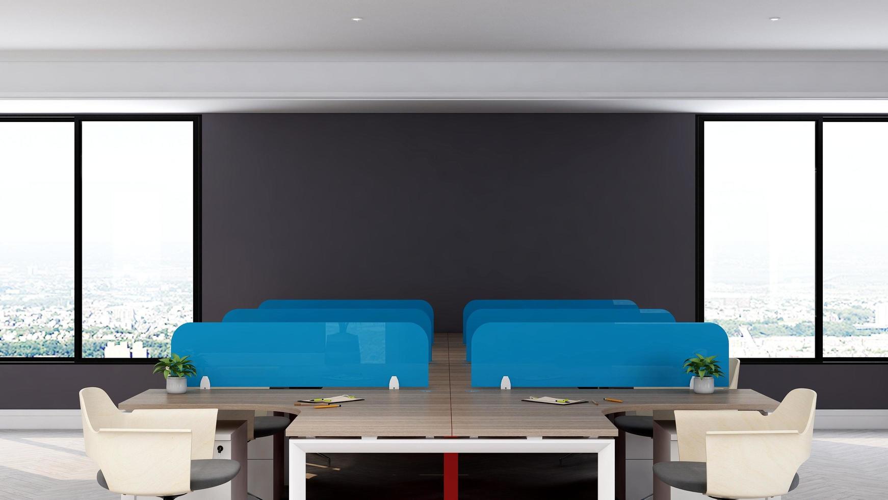 3D Render Realistic Office Workspace Modern Minimalist mockup photo