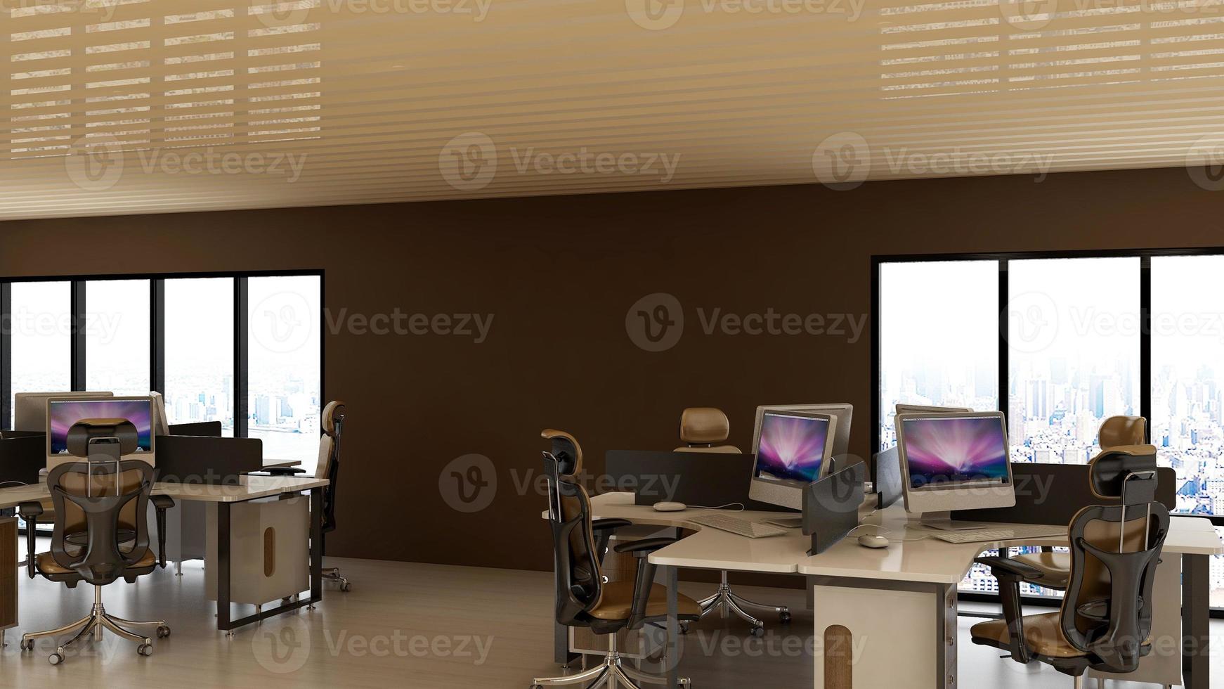 3D Render Realistic Office Workspace Modern Minimalist mockup photo