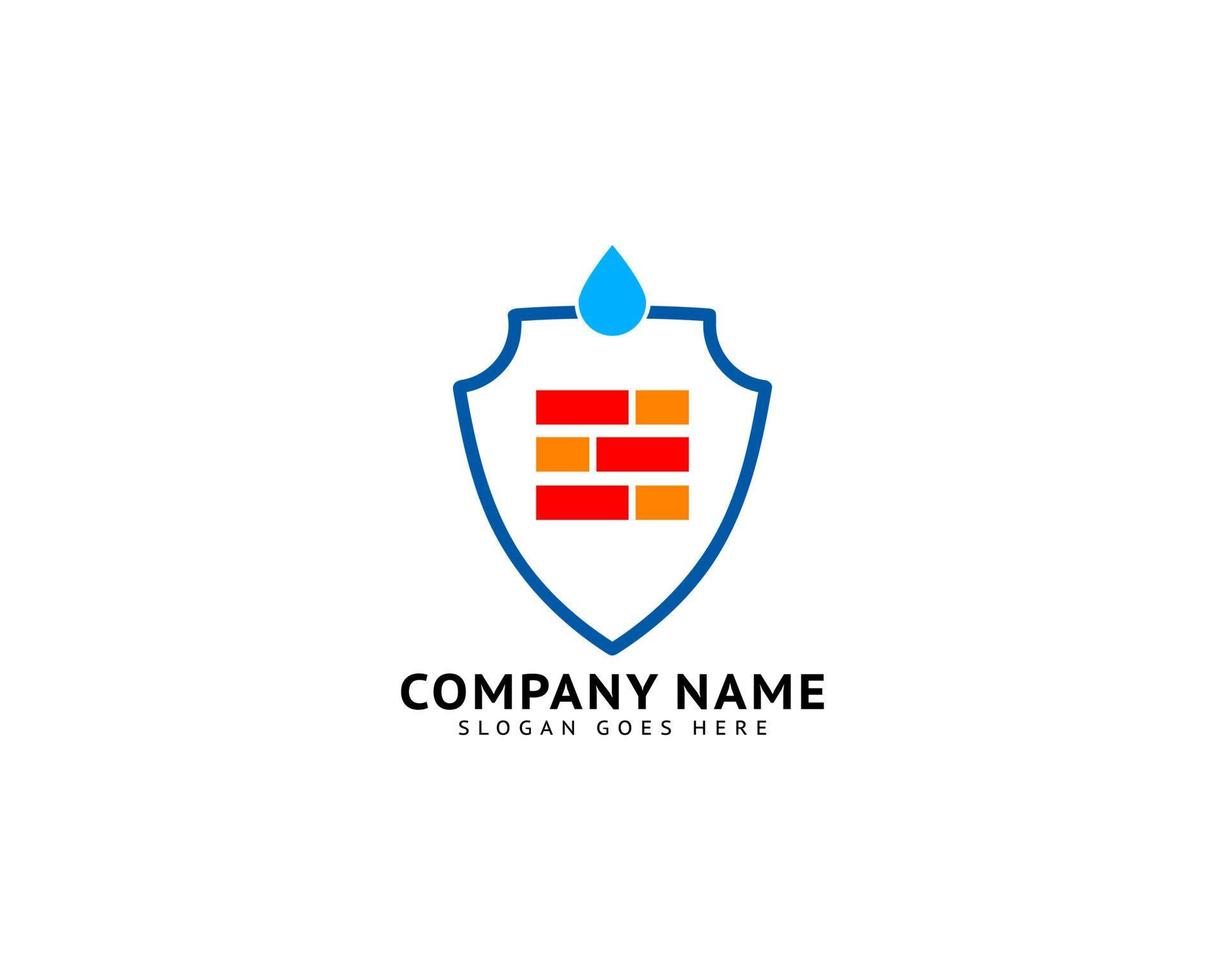 Brick waterproof logo design template vector