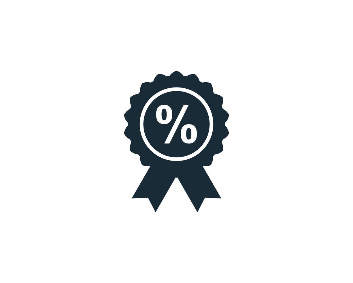 Percentage Ribbon Rosette Seal Icon Vector Logo Template Illustration Design