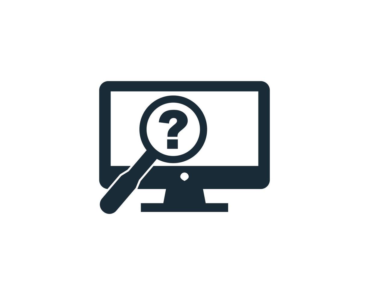 Question Sign Screen and Magnifying Glass Icon Vector Logo Template Illustration Design