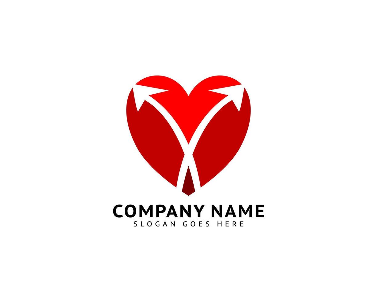 Heart with arrow logo design template vector