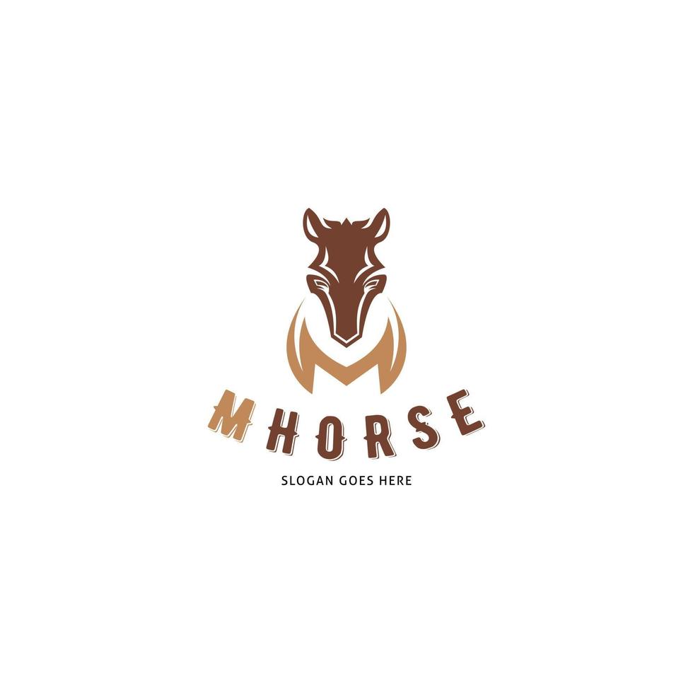letra inicial m caballo icono vector logo plantilla ilustración diseño
