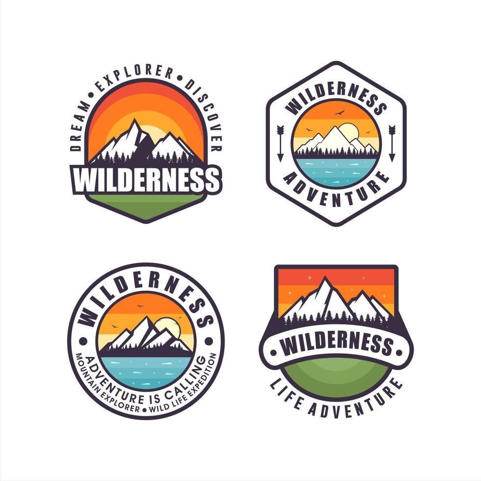 Wilderness adventure design logos collections vector