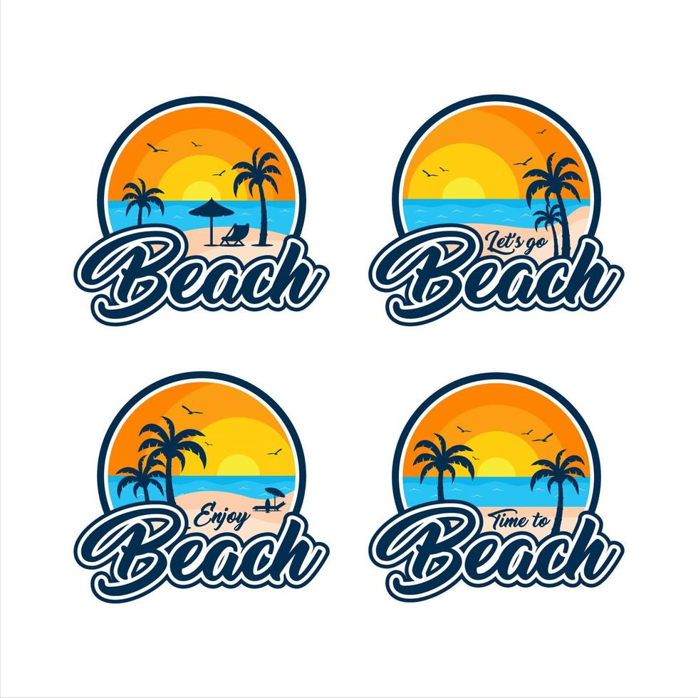 Ilustración de vector de diseño de logotipo de playa