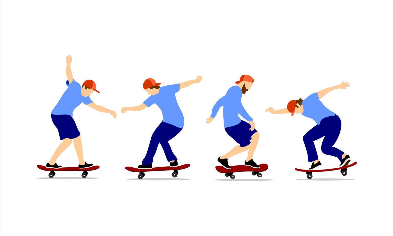 Skateboarder Illustration Vector Design Set