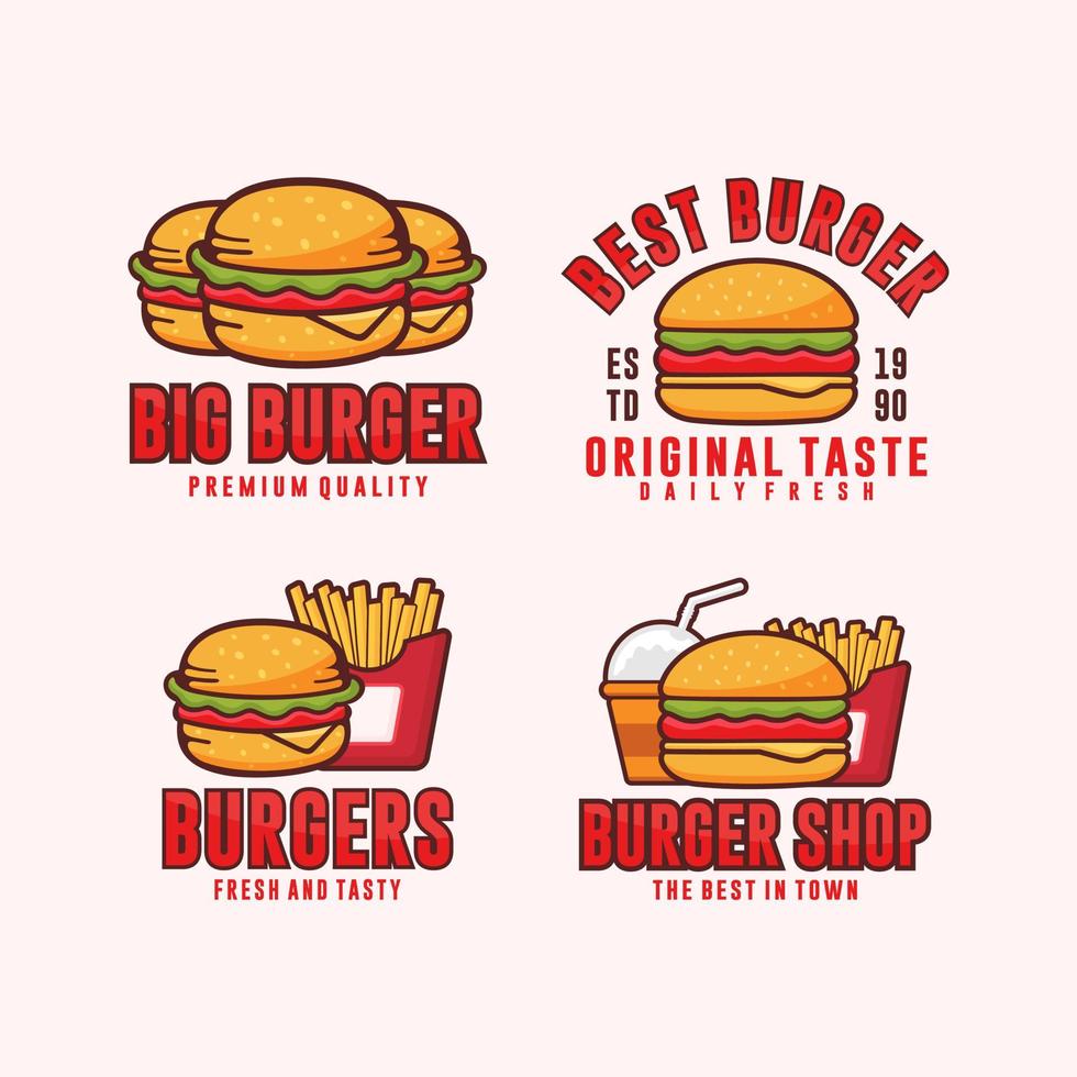 colección de ilustraciones de diseño de logotipos de hamburguesas vector