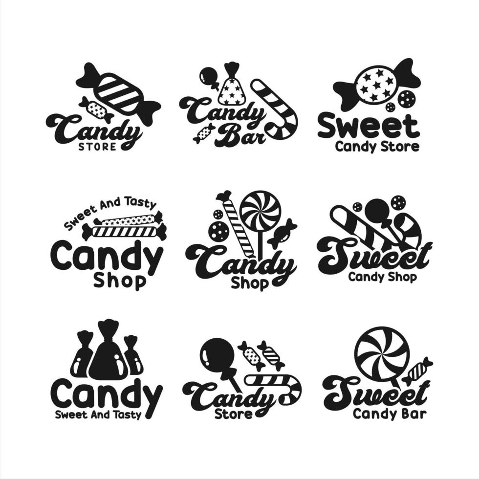 Candy shop sweet and tasty logos vector