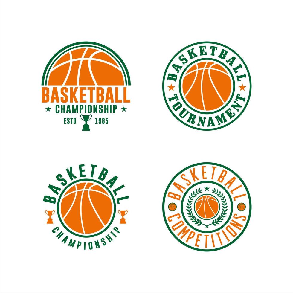 conjunto de logotipo de vector de campeonato de baloncesto